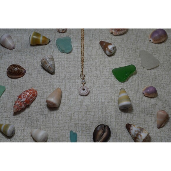 Tiny Puka Shell Necklace, 14k Gold Filled Chain, Surfer Jewelry - Picture 3 of 8